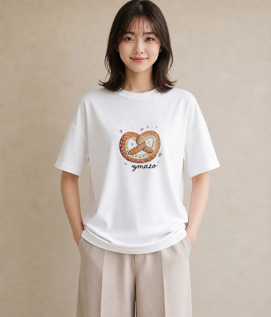 グラフィックTシャツ レディース パン 食べ物 フード イラスト モード 帰省 ラフ 白T