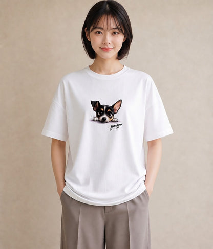 デザインTシャツ レディース チワワ 犬 いぬ イラスト フェミニン ルームウェア ギフト 白T