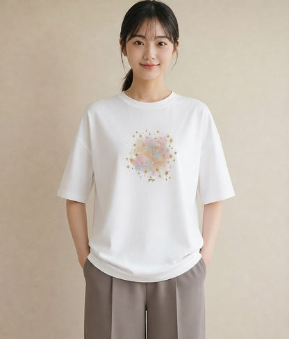 半袖Tシャツ レディース 射手座 星空 宇宙 イラスト 社会人 女性 白T