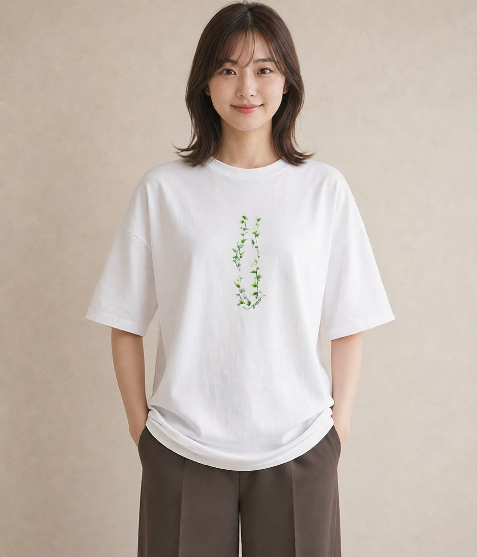 グラフィックTシャツ レディース 苔 植物 ボタニカル イラスト ゆるコーデ 社会人 女性 白T