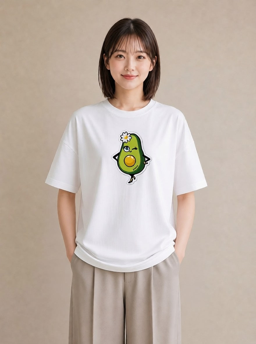 グラフィックTシャツ レディース アボカド 食べ物 フード イラスト シンプル 海 カフェ巡り 白T