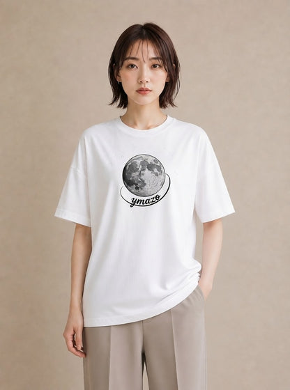 グラフィックTシャツ レディース 月 星空 宇宙 イラスト 旅行コーデ 秋コーデ おしゃれギフト 白T