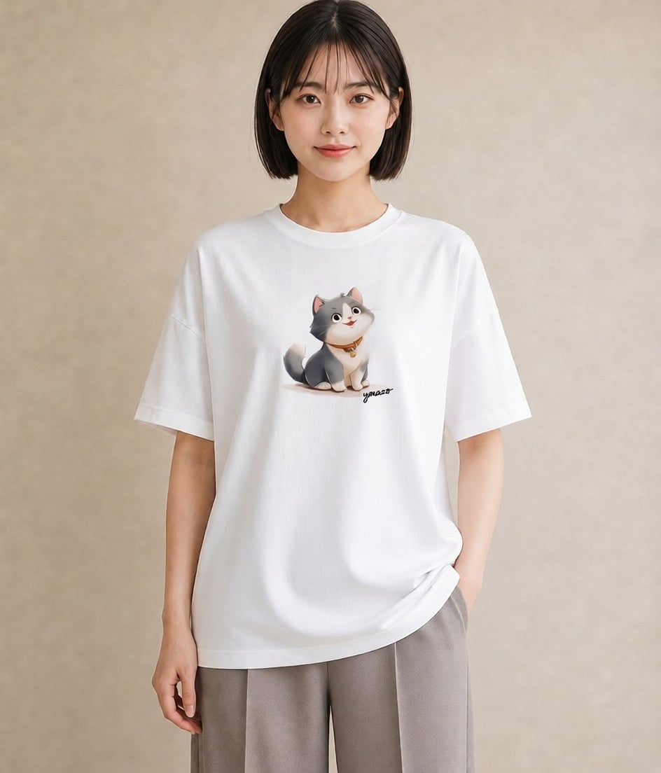 Tシャツ レディース マンチカン 猫 ねこ イラスト ユニーク 姉妹 送別ギフト 白T