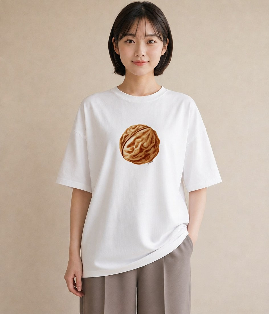 Tシャツ レディース どんぐり 植物 ボタニカル イラスト ラフ 春服 ミセス 白T