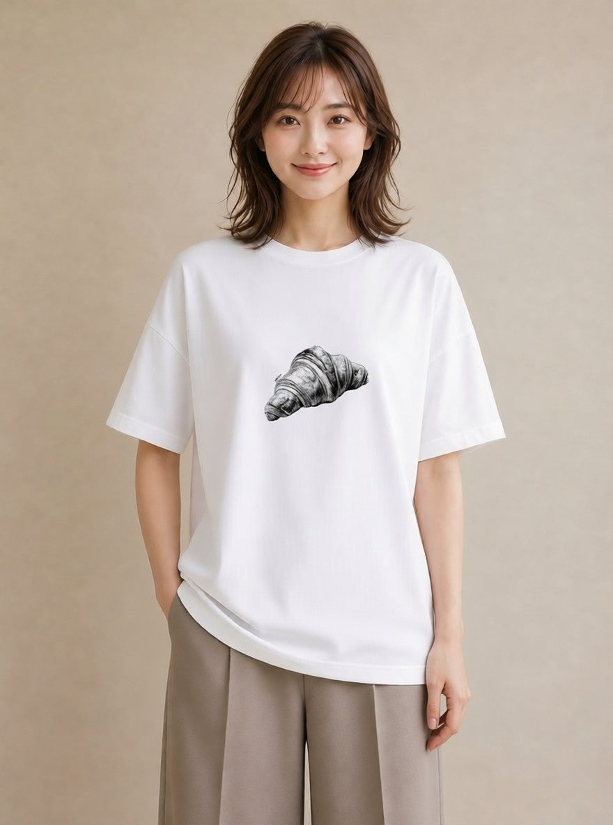 半袖Tシャツ レディース パン ベーカリー イラスト 可愛い 敬老の日 ホワイトデー 白T