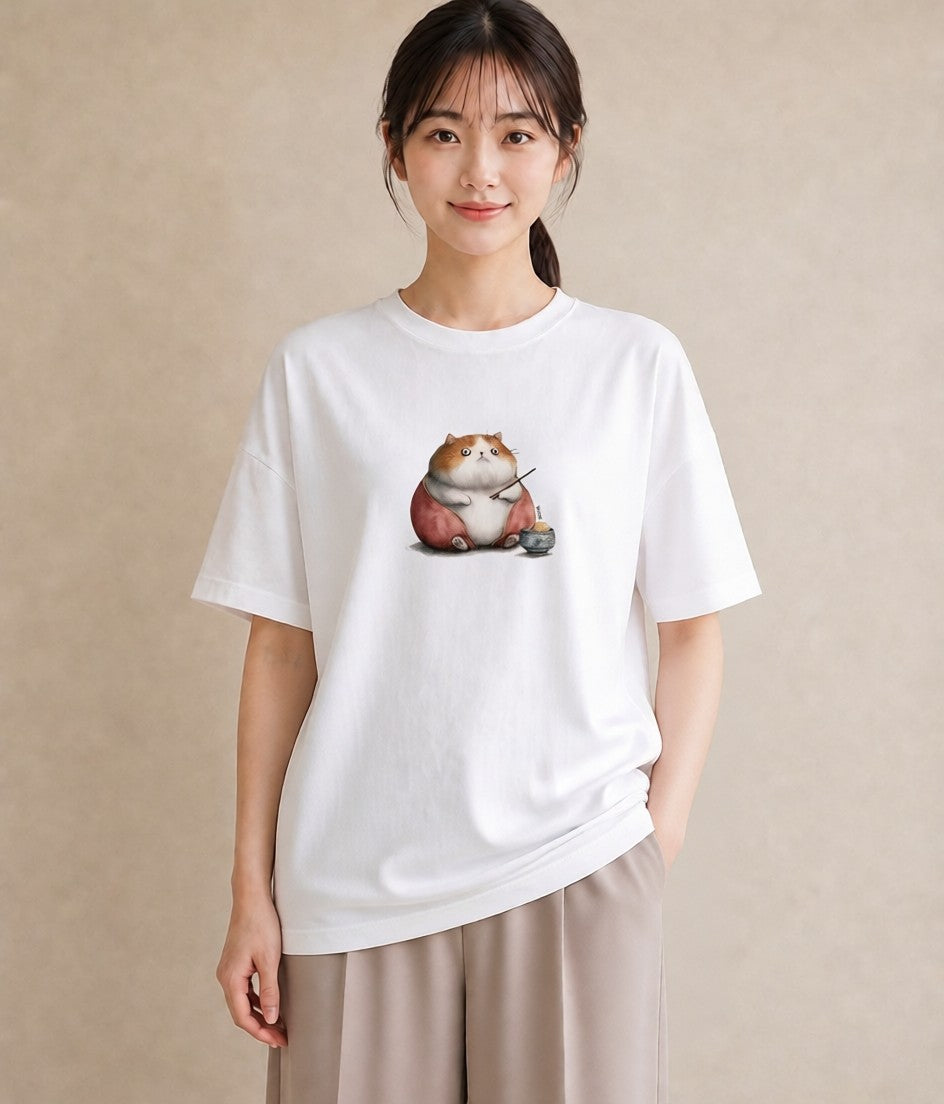 グラフィックTシャツ レディース スコティッシュフォールド 猫 ねこ イラスト 休日コーデ カフェ服 クリスマス 白T