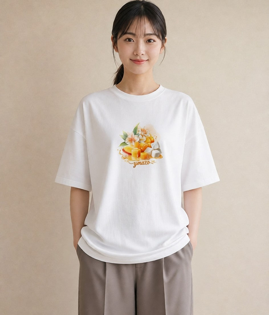 Tシャツ レディース パフェ 食べ物 フード イラスト 普段使い 旅行用 海 白T
