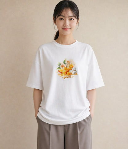 Tシャツ レディース パフェ 食べ物 フード イラスト 普段使い 旅行用 海 白T