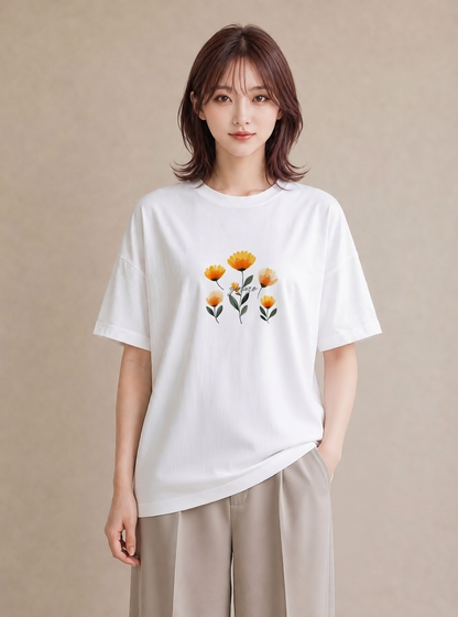 プリントTシャツ レディース たんぽぽ 花 花柄 イラスト 可愛い お揃い 親子 白T