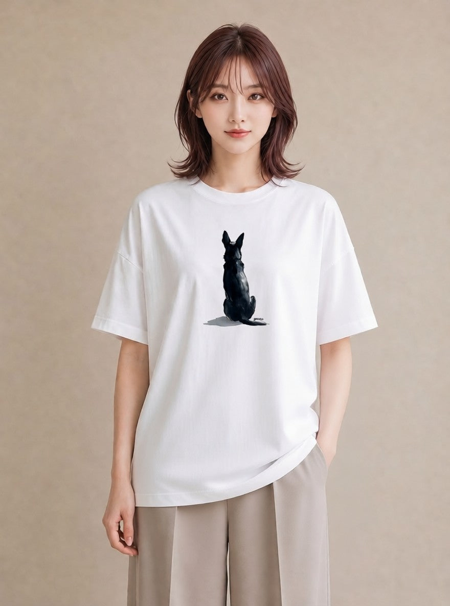 グラフィックTシャツ レディース 犬好き 犬 いぬ イラスト レトロ 自分用 ルームウェア 白T