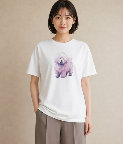 グラフィックTシャツ レディース ビションフリーゼ 犬 いぬ イラスト 北欧風 女子会 お揃い 白T