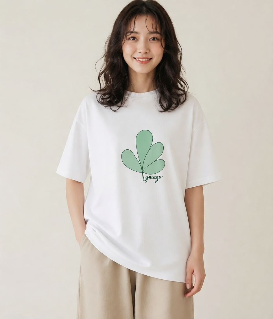 プリントTシャツ レディース クローバー 四つ葉 花 花柄 イラスト 個性的 女子会 お揃い 白T