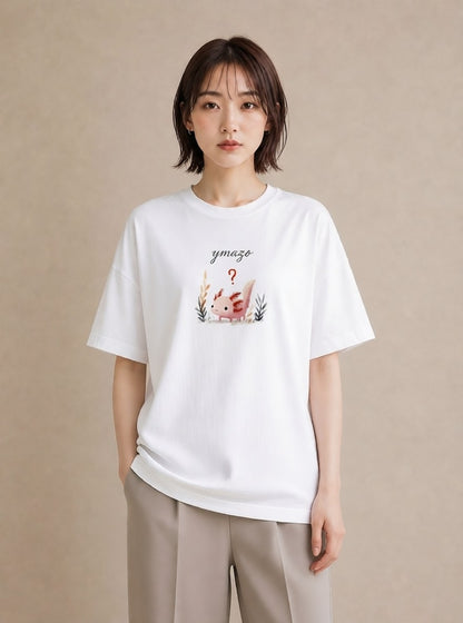 グラフィックTシャツ レディース ウーパールーパー ペット 動物 イラスト ヴィンテージ風 お出かけ 普段着 白T