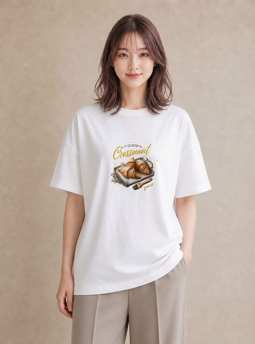 デザインTシャツ レディース パン ベーカリー レトロ イラスト カフェ服 クリスマス 白T