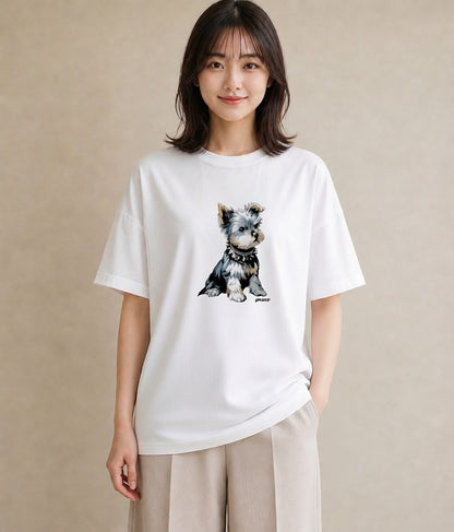 Tシャツ レディース ヨークシャーテリア 犬 いぬ イラスト ナチュラル 姉妹 送別ギフト 白T