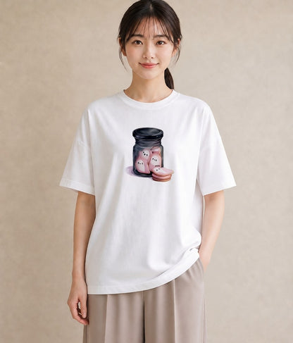 グラフィックTシャツ レディース ドーナツ 食べ物 フード イラスト 普段使い 週末コーデ 敬老の日 白T