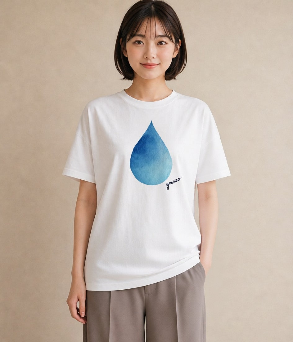 デザインTシャツ レディース 傘 水たまり 雨 ナチュラル アンティーク イラスト 北欧風 ギフト 母の日 白T