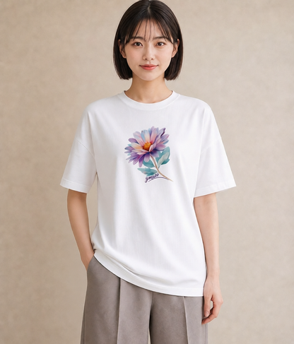 プリントTシャツ レディース ひまわり 向日葵 花 花柄 イラスト デイリーウェア 休日 白T