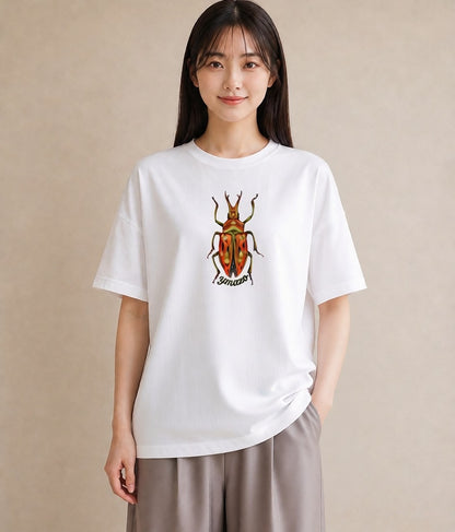 グラフィックTシャツ レディース クワガタ 昆虫 虫 イラスト ママ カフェ服 白T