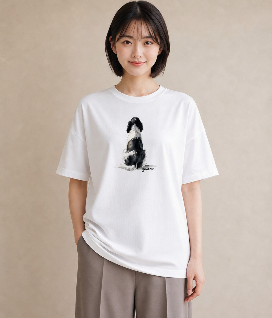 デザインTシャツ レディース 子犬 犬 いぬ イラスト 手描き風 敬老の日 ホワイトデー 白T