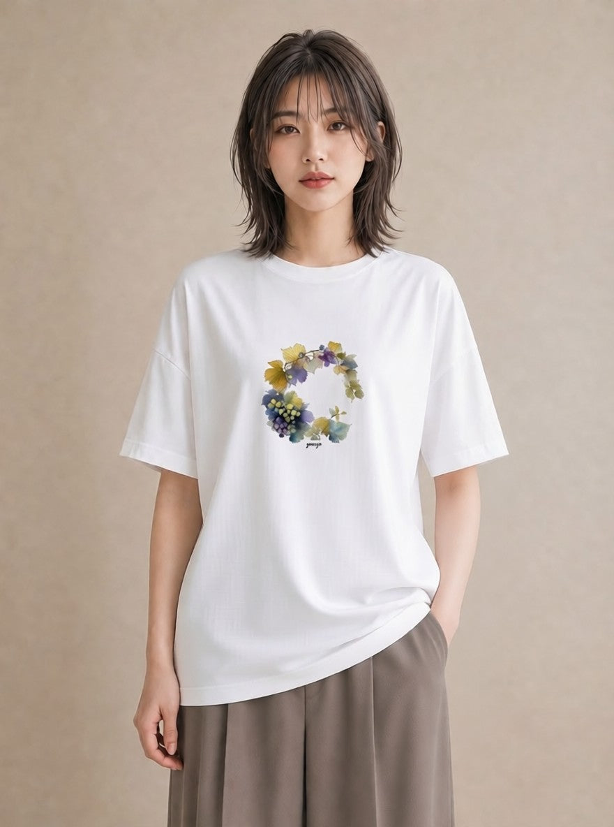 グラフィックTシャツ レディース 実り 植物 ボタニカル イラスト モード ギフト 母の日 白T