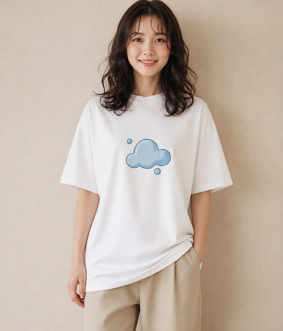 デザインTシャツ レディース 窓辺の雨 雨の日 窓 ナチュラル アンティーク イラスト ニュアンス 公園 ママ 白T