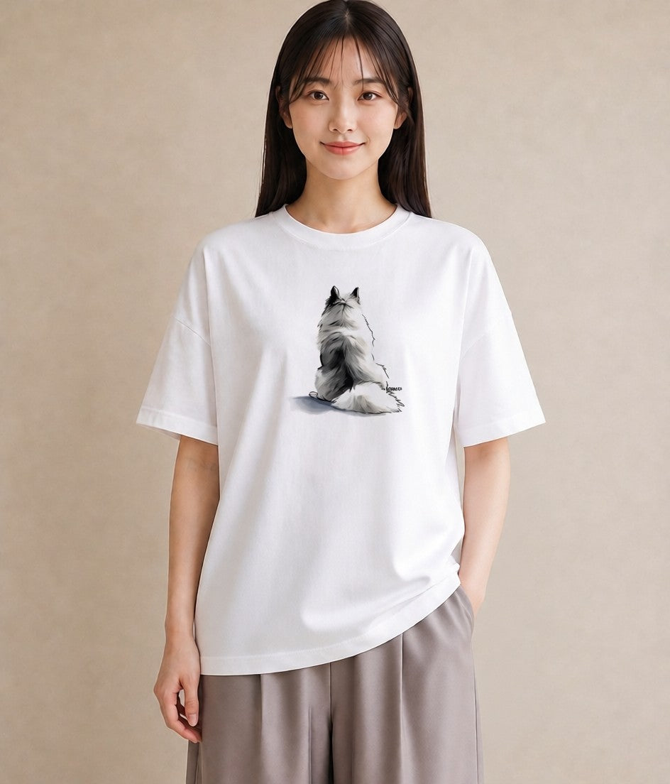プリントTシャツ レディース サモエド 犬 いぬ イラスト 抜け感 社会人 女性 白T