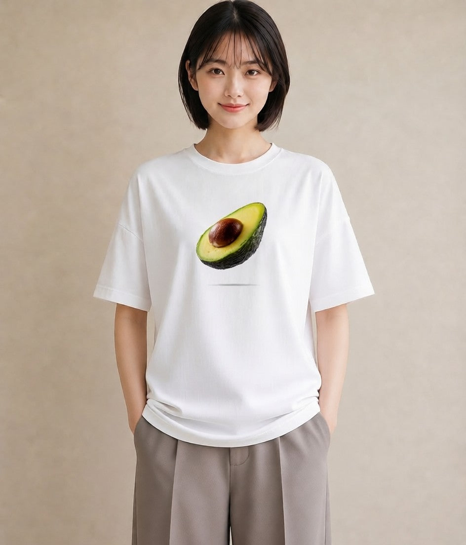プリントTシャツ レディース アボカド 食べ物 フード イラスト シンプル 在宅 公園 白T