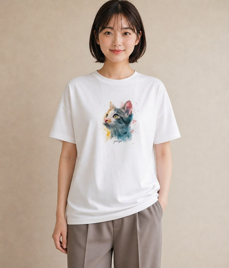 デザインTシャツ レディース スフィンクス 猫 ねこ イラスト 北欧風 旅行 母娘コーデ 白T