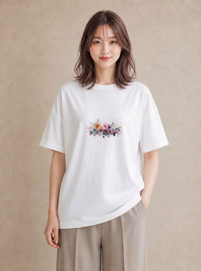 デザインTシャツ レディース 花 花柄 イラスト 可愛い 親子 20代 白T