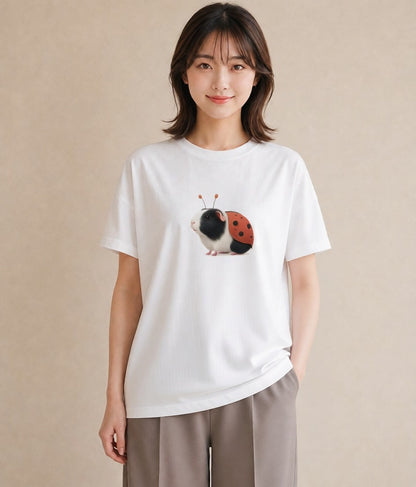 プリントTシャツ レディース てんとう虫 昆虫 虫 イラスト 韓国風 春服 ミセス 白T