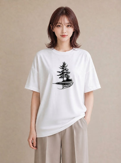 プリントTシャツ レディース 窓辺の雨 雨の日 窓 ナチュラル アンティーク イラスト シック おしゃれギフト 社会人 白T