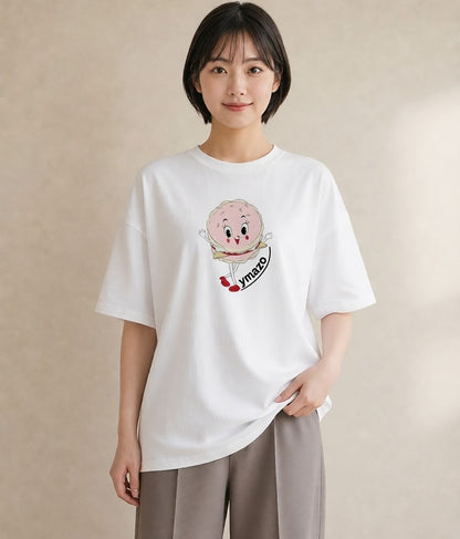半袖Tシャツ レディース どら焼き 食べ物 フード イラスト 上品 友達ギフト 部屋着 白T