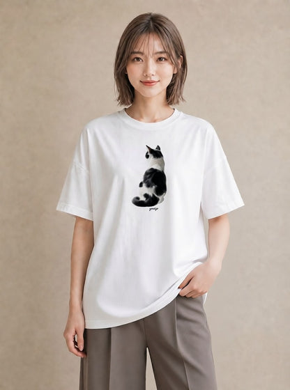 半袖Tシャツ レディース ラグドール 猫 ねこ イラスト ラフ 秋コーデ おしゃれギフト 白T