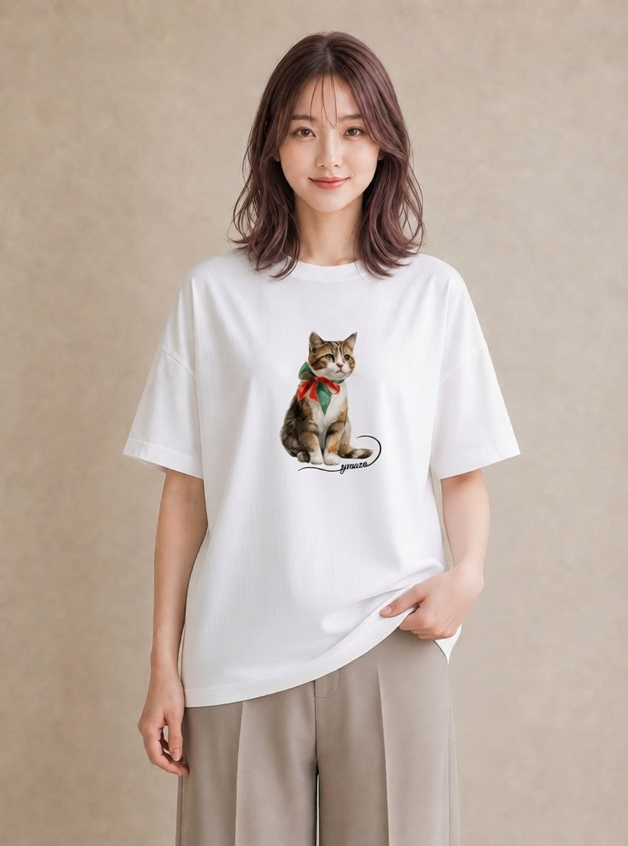 グラフィックTシャツ レディース ソマリ 猫 ねこ イラスト ポップ 姉妹 送別ギフト 白T