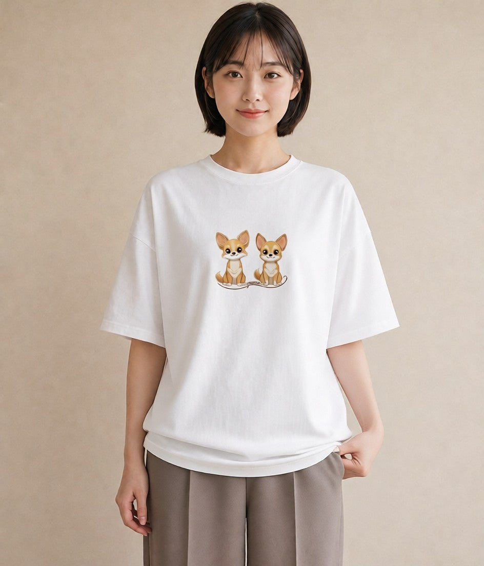 プリントTシャツ レディース チワワ 犬 いぬ イラスト フェミニン ホワイトデー 春服 白T