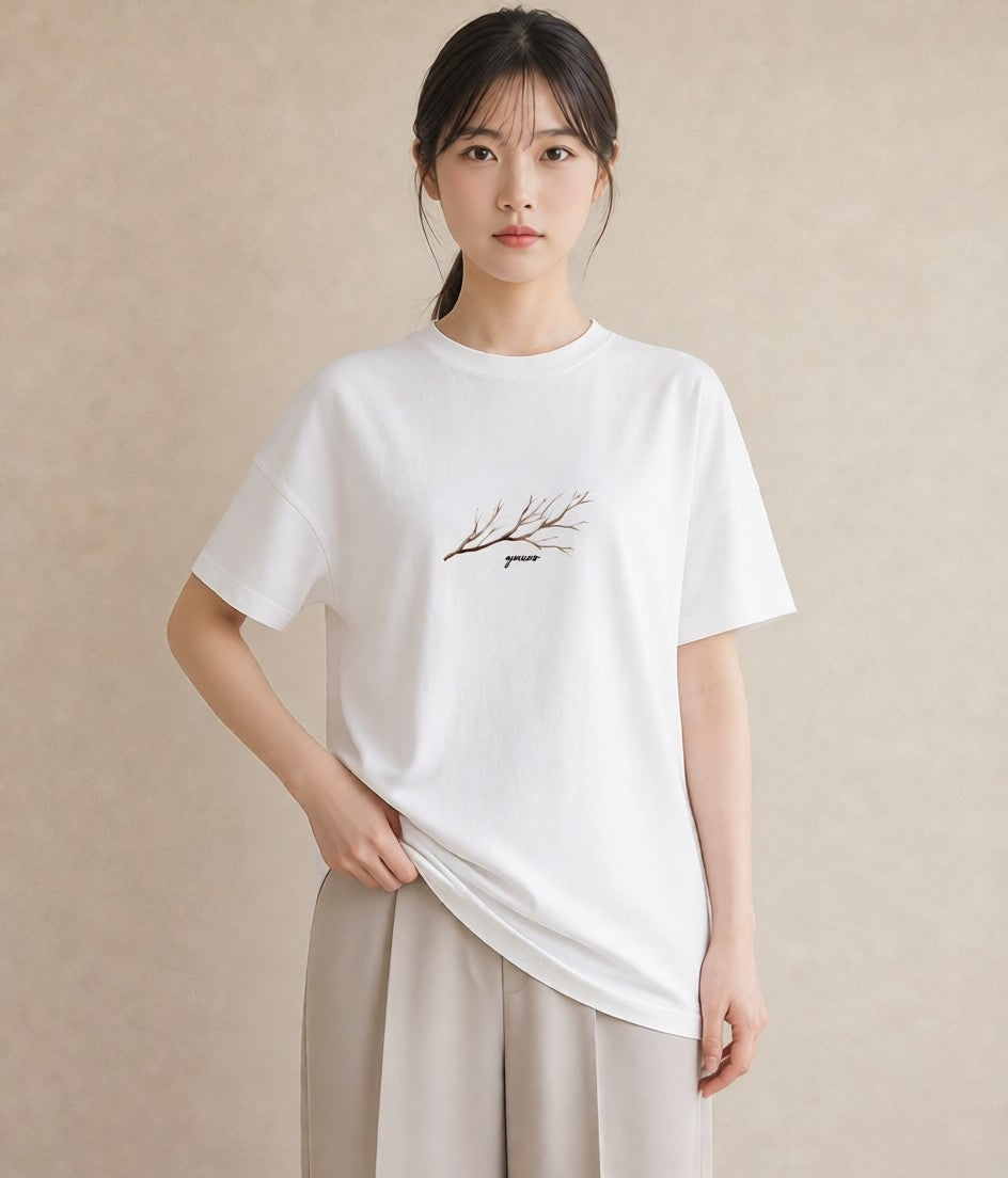 Tシャツ レディース ガラス瓶 小枝 ボタニカル ナチュラル アンティーク イラスト 個性的 誕生日プレゼント 綿100 白T