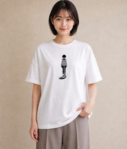 グラフィックTシャツ レディース 女の子 ガール 後ろ姿 イラスト ラフ ルームウェア ギフト 白T