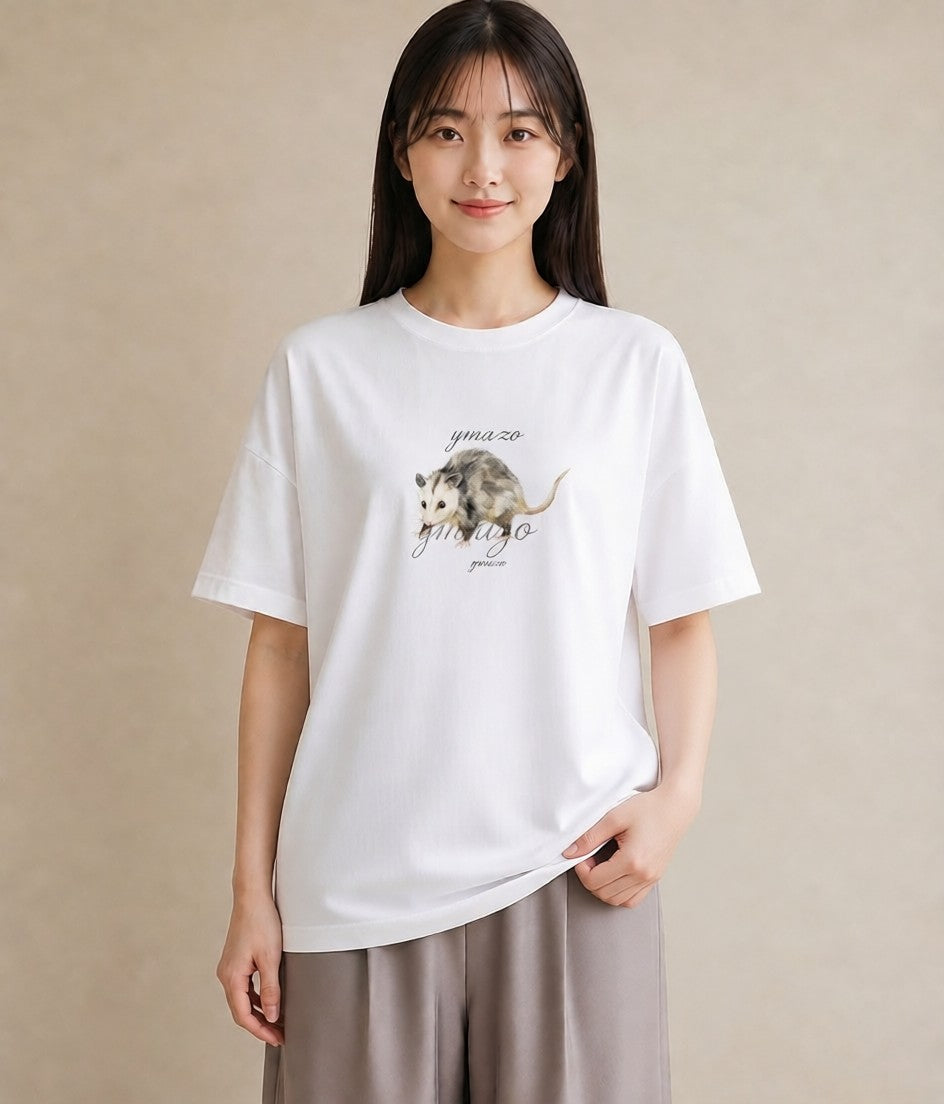 グラフィックTシャツ レディース ハムスター ペット 動物 イラスト ガーリー 休日 ペアコーデ 白T