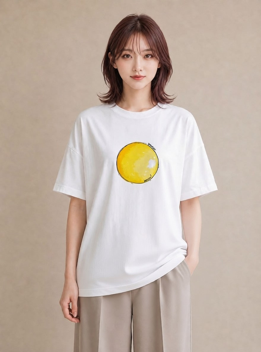 プリントTシャツ レディース 目玉焼き 食べ物 フード イラスト ガーリー 公園 ママ 白T