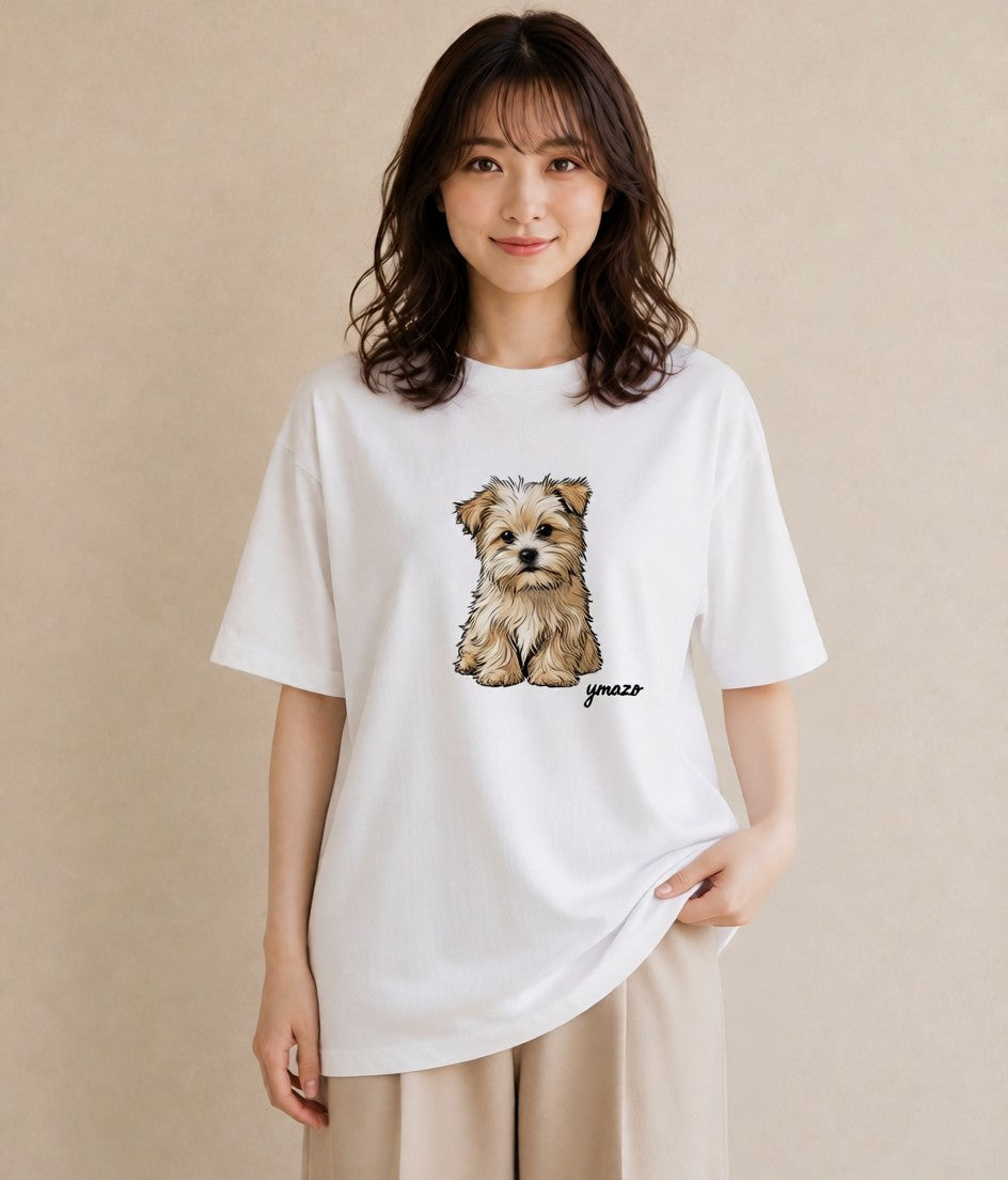 グラフィックTシャツ レディース 子犬 犬 いぬ イラスト シンプル 女性向けギフト 散歩 白T