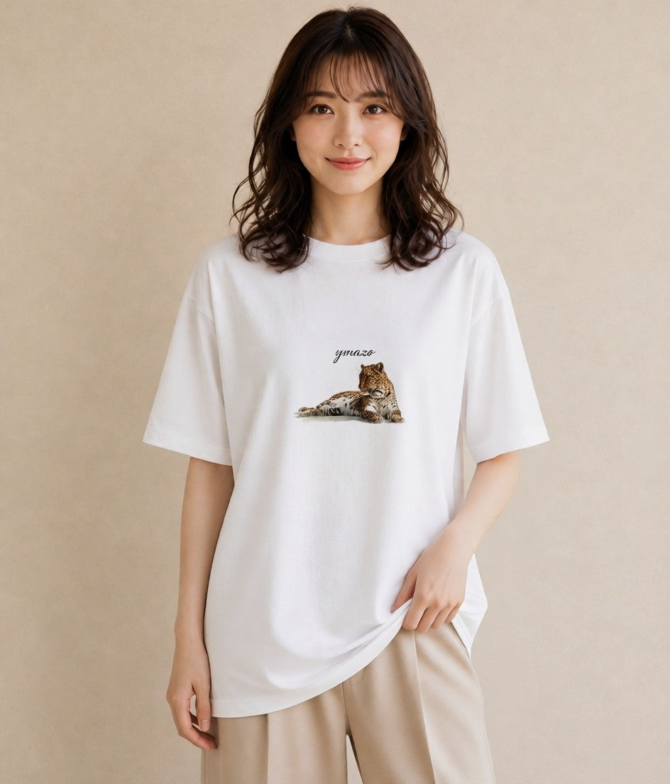 半袖Tシャツ レディース ぶち猫 猫 ねこ イラスト 普段使い お揃い 親子 白T