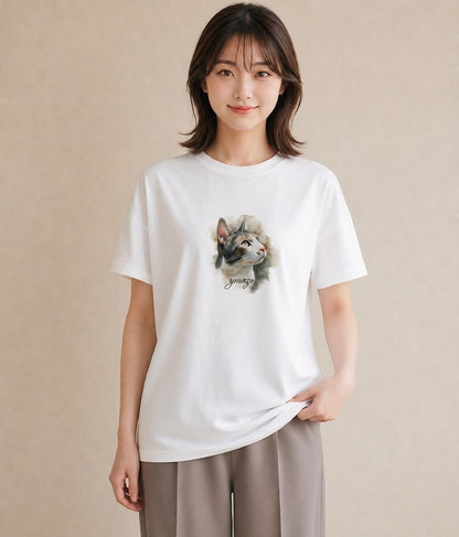 グラフィックTシャツ レディース スフィンクス 猫 ねこ イラスト ナチュラル 在宅 公園 白T