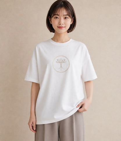 デザインTシャツ レディース カフェ カフェロゴ ロゴ イラスト 抜け感 秋コーデ おしゃれギフト 白T