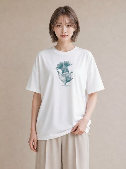 デザインTシャツ レディース エキゾチックショートヘア 猫 ねこ イラスト ポップ 送別ギフト 通勤 白T