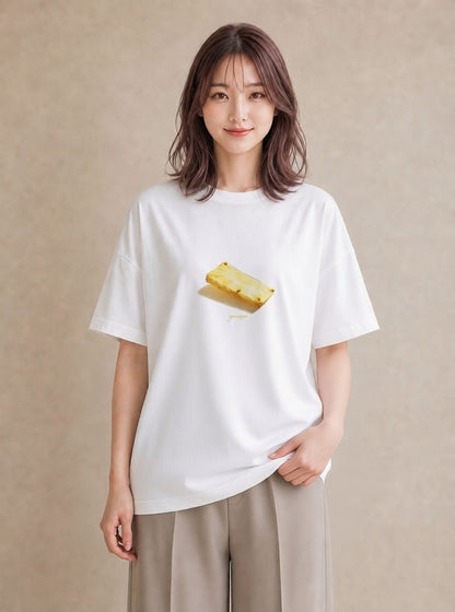 プリントTシャツ レディース パイナップル 食べ物 フード イラスト 手描き風 親子 20代 白T