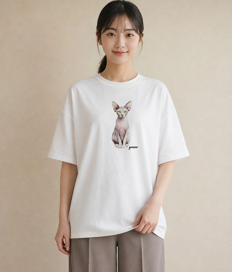 プリントTシャツ レディース シャム柄 猫 ねこ イラスト ポップ クリスマス 旅行 白T