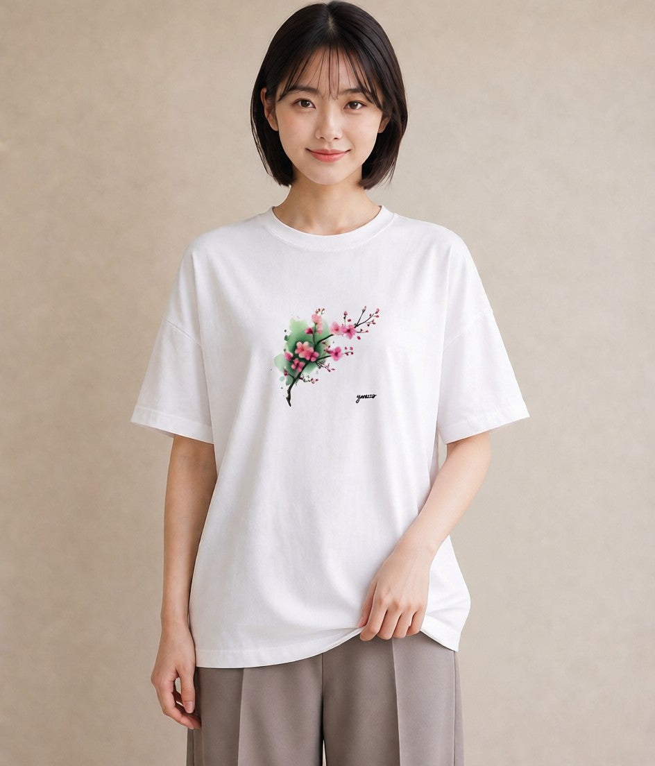 プリントTシャツ レディース さくら 桜 サクラ 花 花柄 イラスト 可愛い レイヤード 友達ギフト 白T