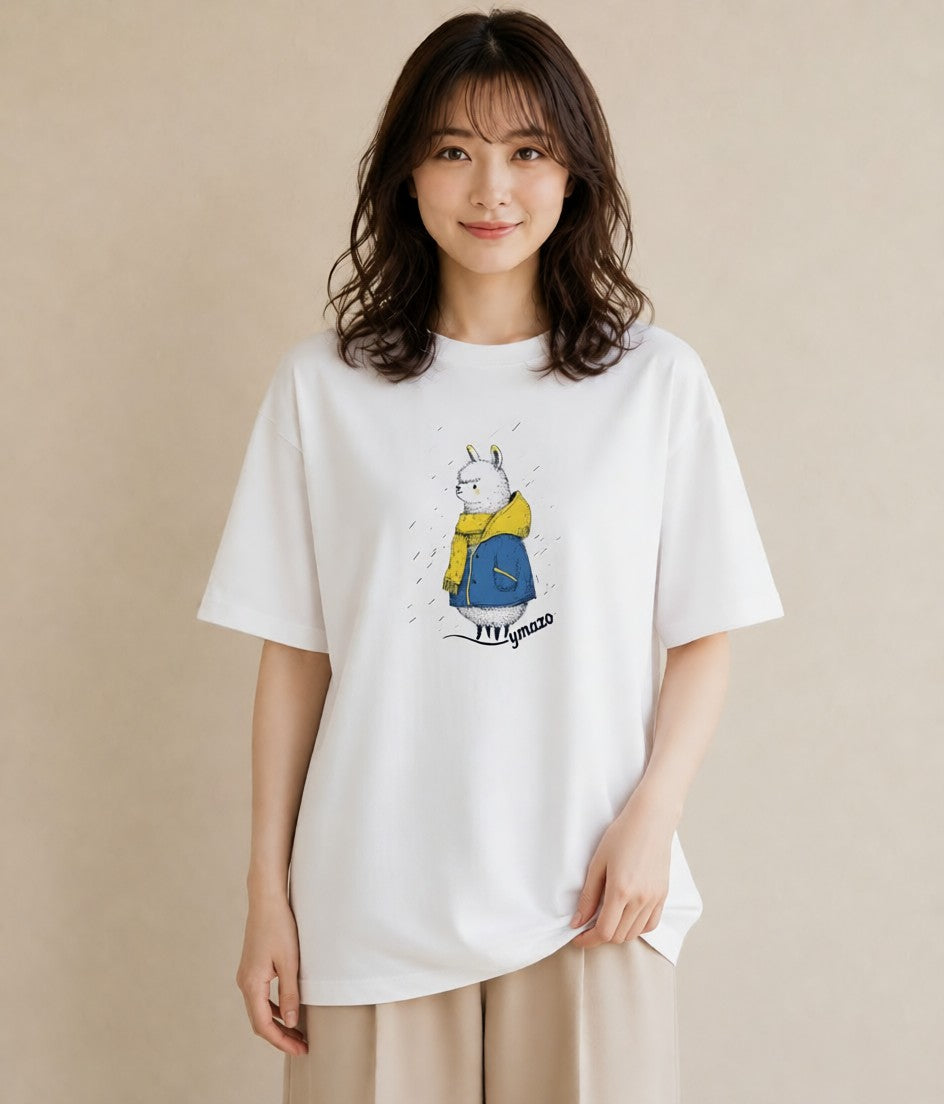 グラフィックTシャツ レディース アルパカ 動物 アニマル イラスト 部屋着 女性向けギフト 白T