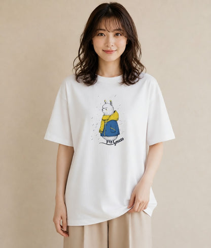 グラフィックTシャツ レディース アルパカ 動物 アニマル イラスト 部屋着 女性向けギフト 白T